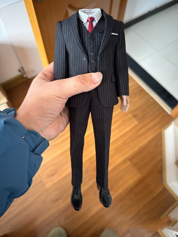 1/6 Black Stripe Suit Clothing For 12″ Male Soldier Action Figure Body Toy Model