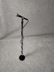 DOLL 1/6 FIGURE SCALE MINI REPLICA CORDED 7″ to 12″ MICROPHONE STAND METAL