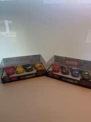 Cars Disney Store LOT OF 2 LIGHT UP 4 PACK WORLD GRAND PRIX RACERS HTF