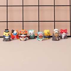 8 Pcs/Set One Piece Neko Cats Luffy Sabo Ace Law Chopper Cute PVC Figure Toy