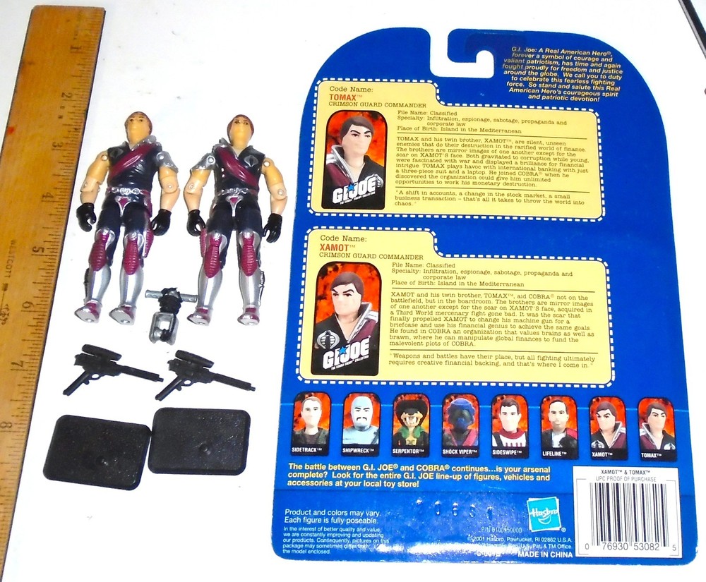 ACTION FIGUREs 2002 G.I. Joe Xamot And Tomax V2 with Accessories + Full Cardback