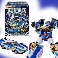 Metal Cardbot W BLUE COP W Police Petrol Car Transforming Korean Robot Car Toy