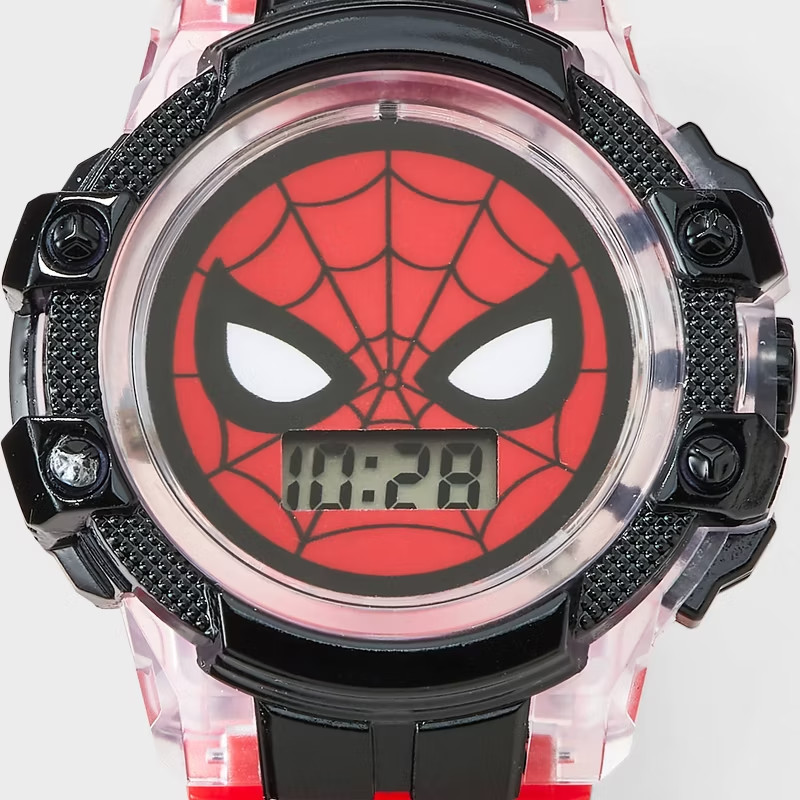 Spider-Man Flashing LCD Watch – Red New Digital Time 43mm TPU Band NEW