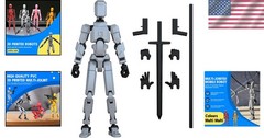 T13 3D Printed Fully Articulated Robot Action Figure – Customizable Silver Titan