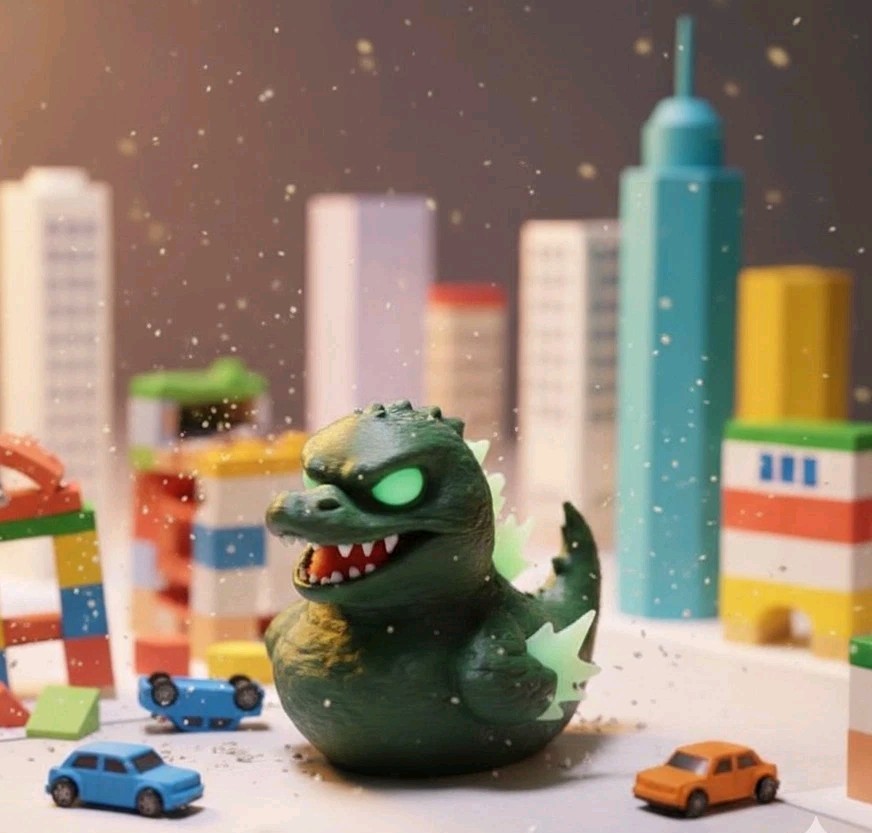 Godzilla GLOW In The Dark Duck Jeep