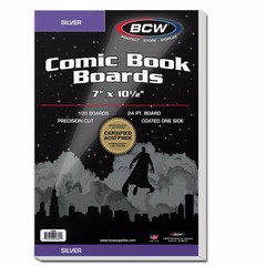 100 Pack – BCW Silver Age Comic Book Backer Boards Acid Free 24PT 7″ X 10 1/2″