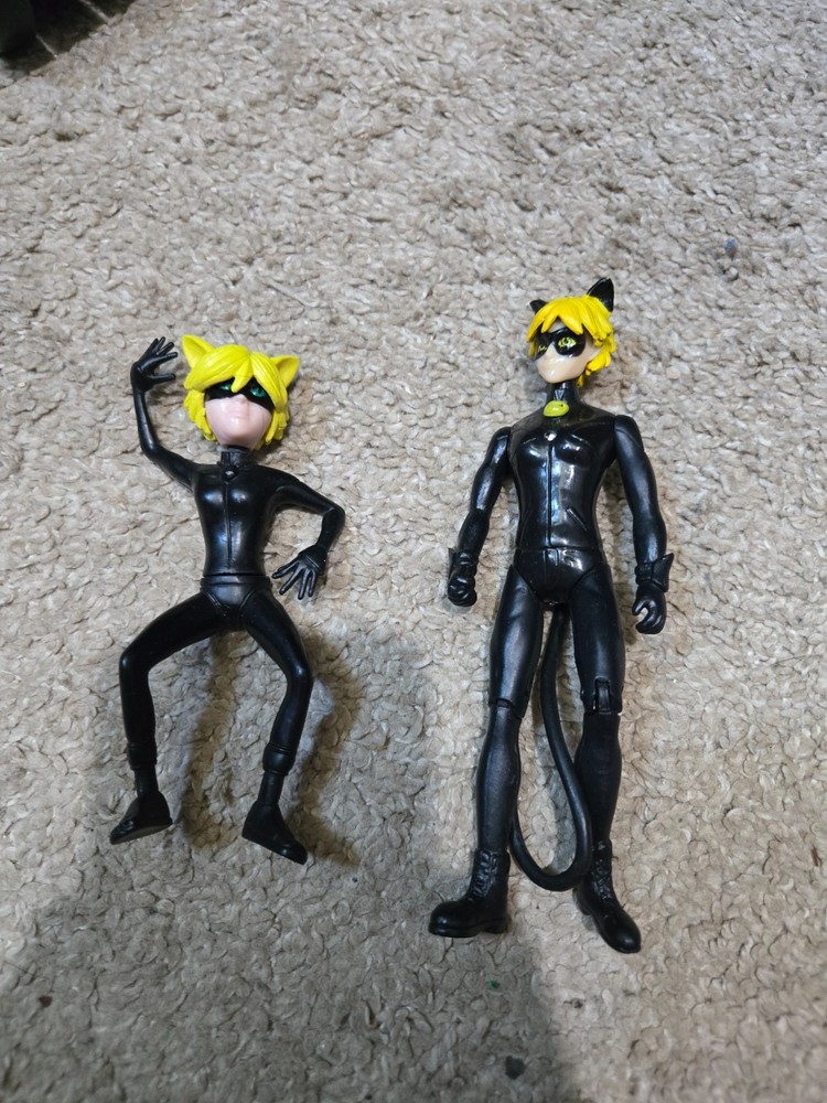 Lot of 2 Miraculous Cat Noir Figures – 6 Inches and 5 Inches