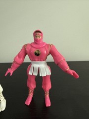 1995 Mighty Morphin Ninja Ranger Pink And White Action Figures Vintage