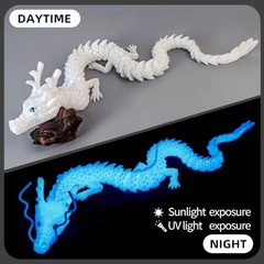 40″ Super Large 3D Printed Dragon Toy – Articulated Fidget Crystal Decor (Glow-B