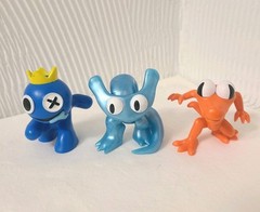 Lot of 3 Rainbow Friends Blue Cyan Metallic Orange Figures 2.5″ Cake Toppers