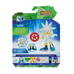 Sonic 35th Anniversary Silver with Red Star Spring 4 Inch Action Figure with 11