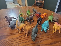 Lot of 17 Dinosaur Toys Assorted Types Sizes And Years Trex, Stego, More