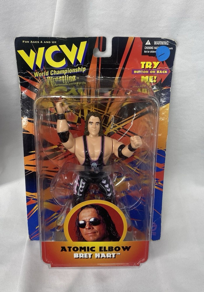 Original San Francisco Toymakers WCW Bret Hart Atomic Elbow Action Figure 1998