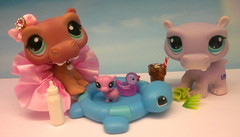 LITTLEST PET SHOP #986 1415 MOM DAD HIPPO & RARE TEENSIE BABY HIPPO FAMILY LOT