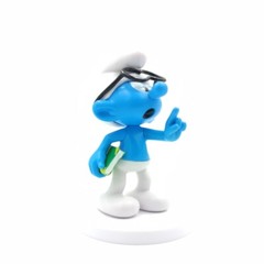 Sbabam Smurfs Series 1 (2016) – Brainy Smurf on Base (9 cm / 3.5″) + Mystery Bag