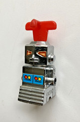 Vintage Kinsman Toy 1980s Silver Red 2″ Action Figure Little Conveyor Robot