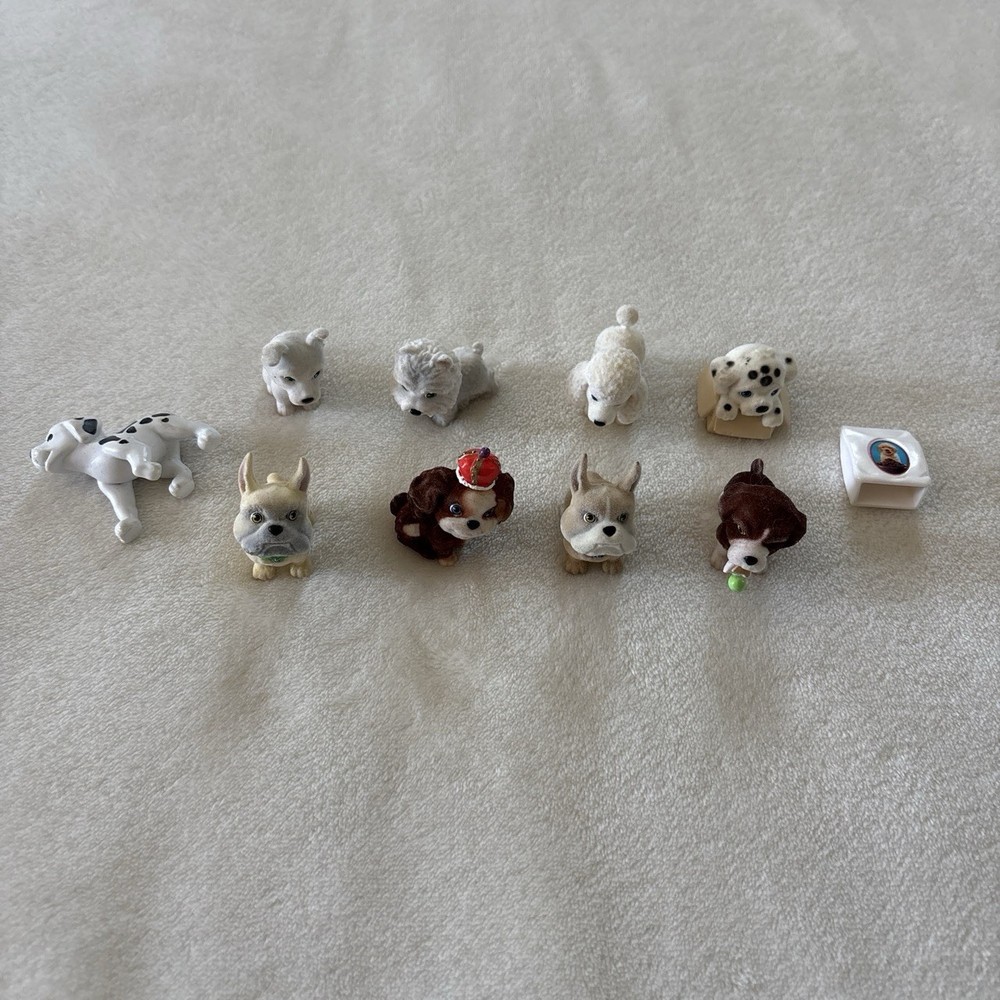 Vintage 1990 Puppy in My Pocket Dog Flocked Figures Lot of 8