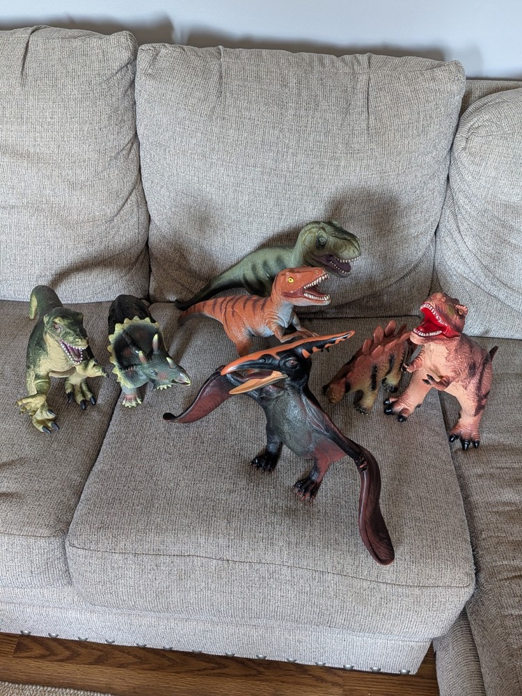 Lot Of 7 Soft Rubber Dinosaurs From Toys R Us Variety Of Species