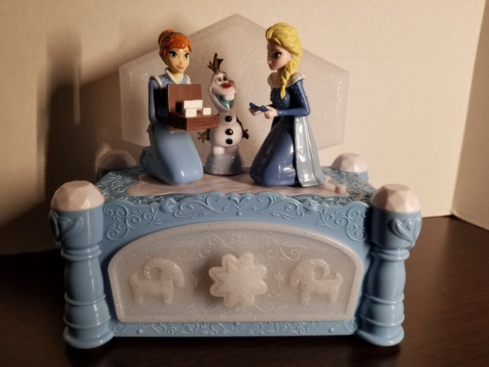 % Disney’s Frozen Music Box Jewelry Spinning Olaf Elsa Anna Musical Trinket Box