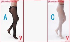 1/6 Scale Very Cool Female 1 Pair White & 1 Pair Black Mesh Stockings Set MINT