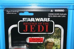 STAR WARS 2011 AFA GRADED MINT ON CARD TVC HAN SOLO TRENCH COAT FIGURE WEAPON