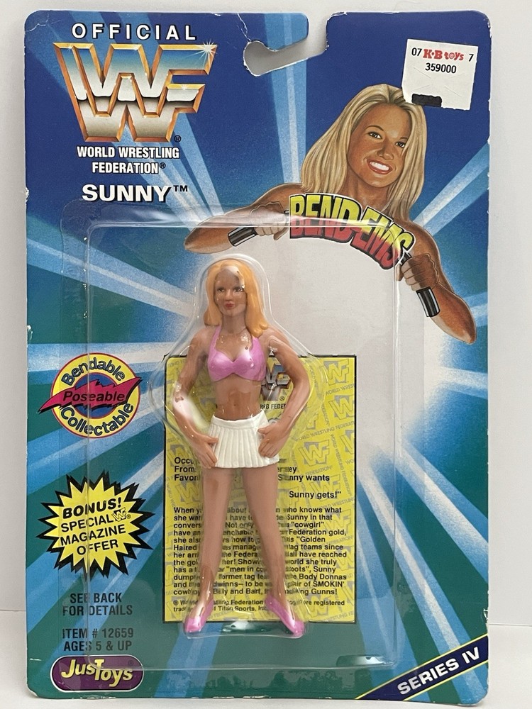1996 Bend-Ems Just Toys SUNNY 5″ Action Figure ~ Vintage Bendable WWF Toy ~ New!