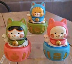 Lucky Cat Daruma (Assorted 3 Pc Lot) 🐱 by Partner Toys 2″ PVC Gacha Figures