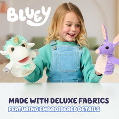 Bluey Unicorse & Bob Bilby Hand Puppet Plush 2-Pack – 8-9” Soft Deluxe Fabric, E