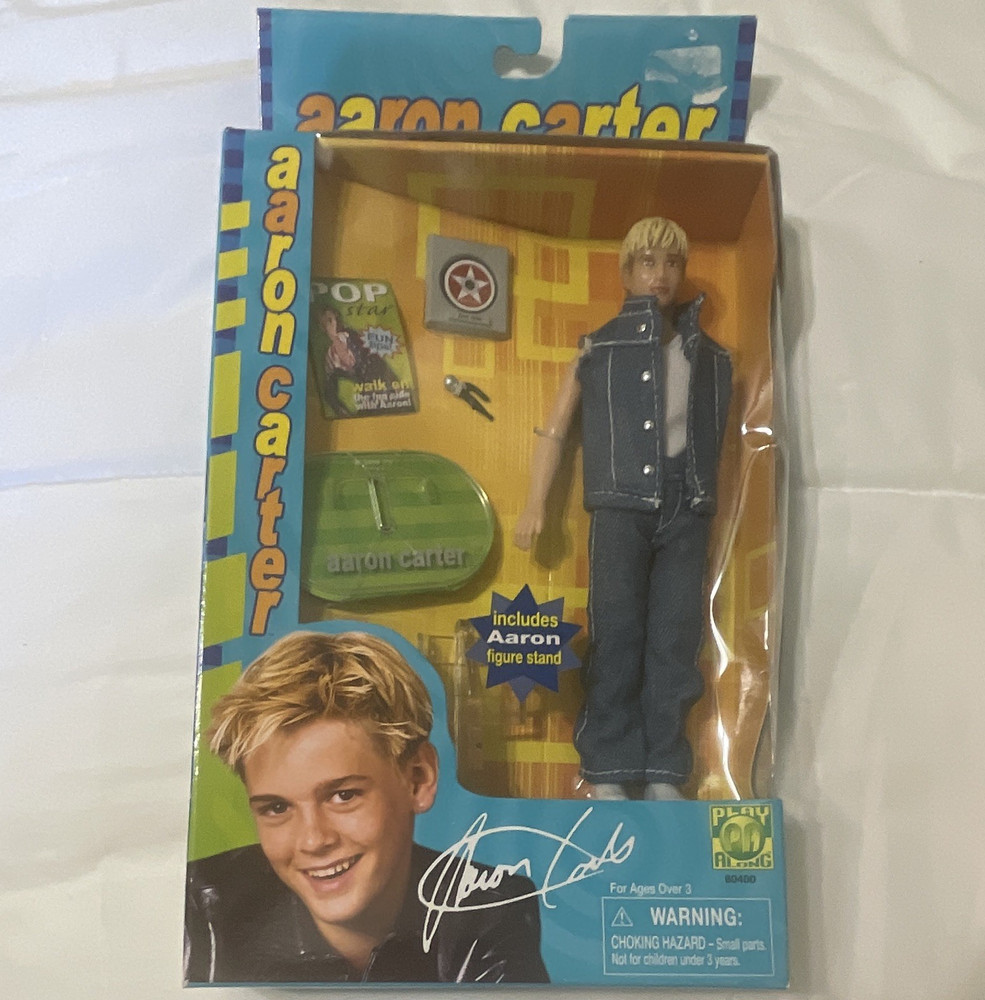 Play Along Aaron Carter Action Figure w/ Clothes & Stand 2001 Plastic/Fabric