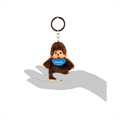 4″ Monchhichi Keychain – Classic Boy, Red Bib Mascot – Authentic Plush Mascot