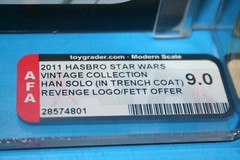 STAR WARS 2011 AFA GRADED MINT ON CARD TVC HAN SOLO TRENCH COAT FIGURE WEAPON