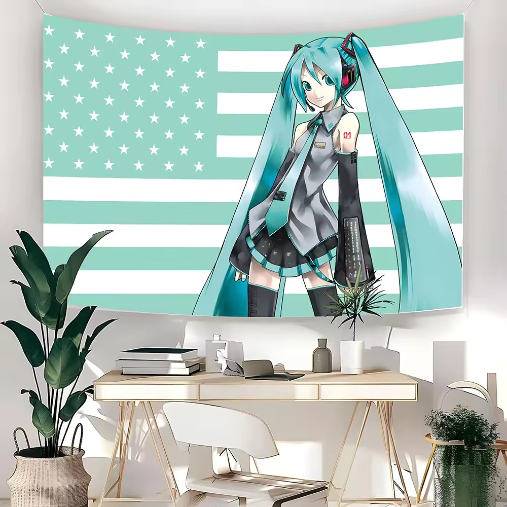 Hatsune Miku American Flag Bedroom Decoration 60x90cm