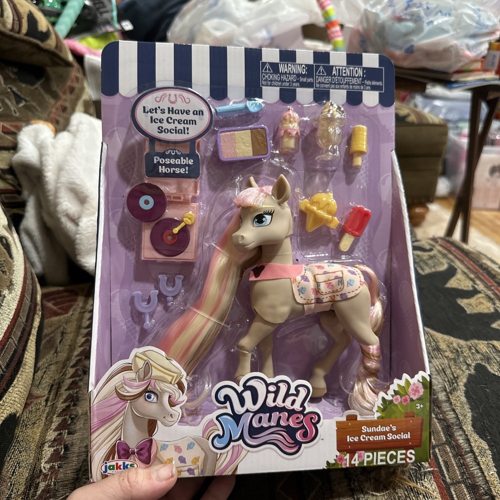 Wild Manes Sundae’s Ice Cream Social Poseable Horse Pony Toy 14 Pieces – NIB