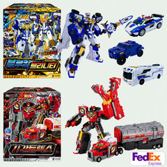 Metal Cardbot S Blue Cop Trinity GigantRex Transforming Robot Figure Set Toy