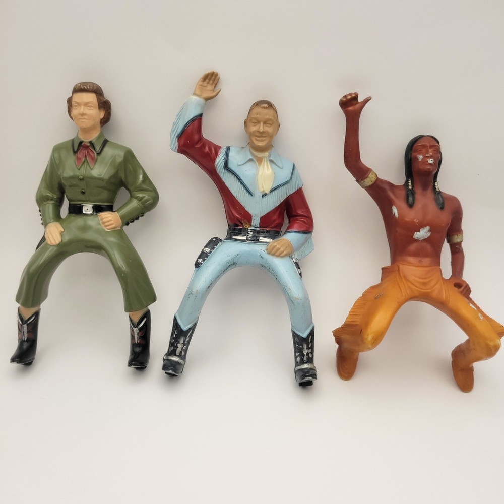 Vintage 1950s Hartland Plastics Roy Rogers Dale Evans Chief Thunderbird Figures