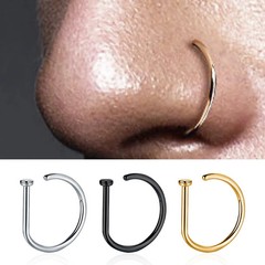 Unisex Fake Nose Ring Clip, Stainless Steel Septum Earrings Punk Fashion Body Je