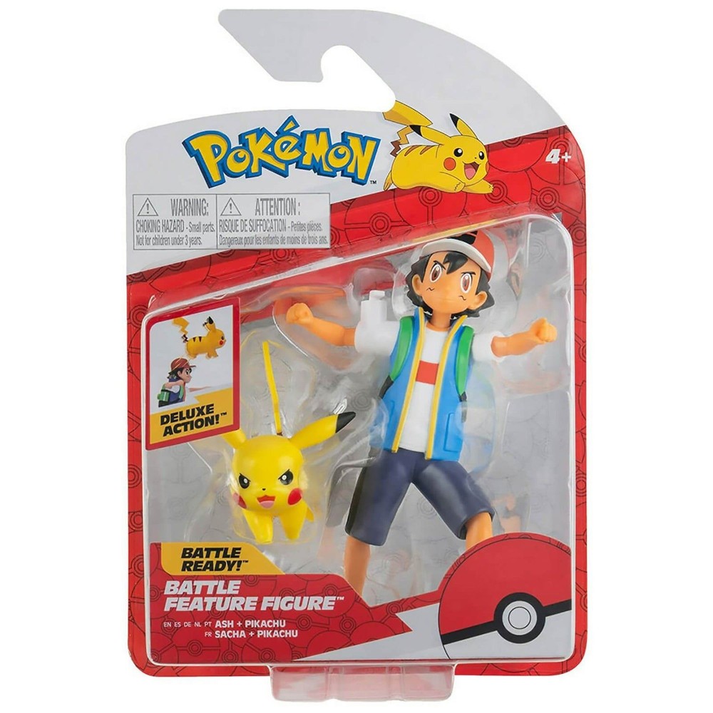 Ash + Pikachu 4.5” Battle Feature Figure PKW2473 Pokémon (Jazwares / Pokemon)