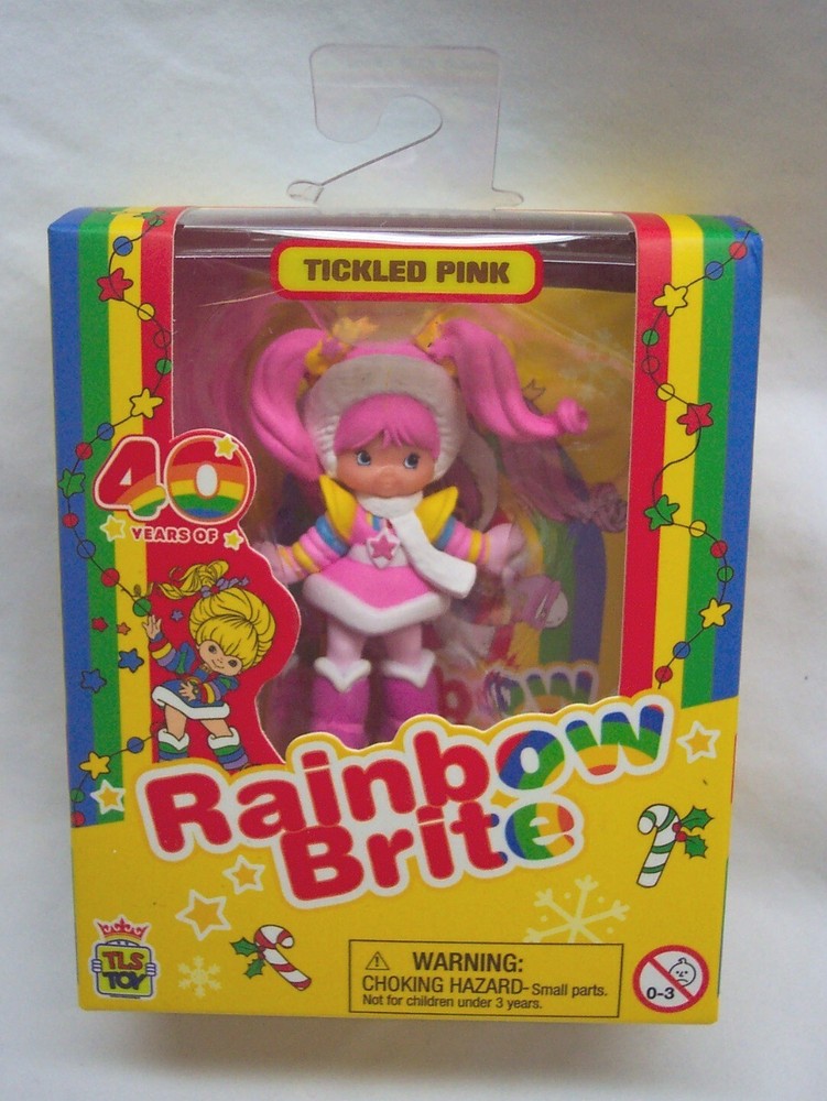 Vintage 40th Rainbow Brite HOLIDAY TICKLED PINK 2″ PVC Plastic TOY FIGURE NEW