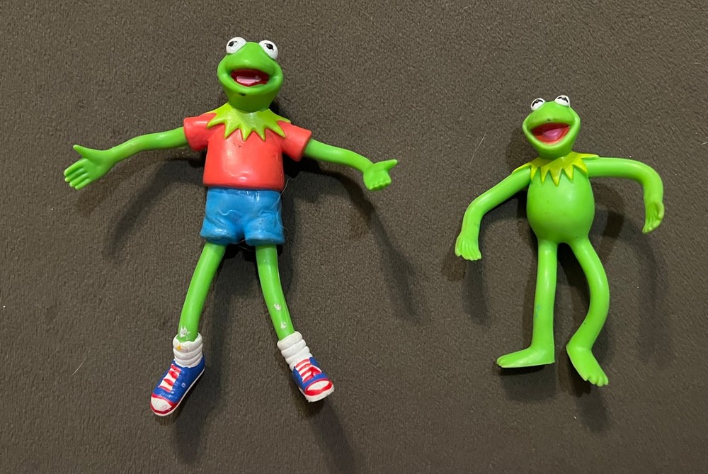 Vintage Kermit the Frog Posable figures 1 5 inch + 3 1/2 inch set of 2