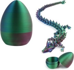 PLA Crystal Dragon Egg With 3D Printed Dragon Inside Articulated Crystal Gift US