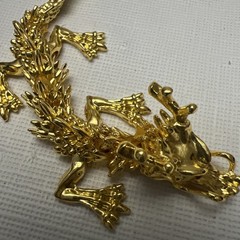Chinese Gold Tone Articulated Dragon Figurine 3D Zodiac Tabletop Feng Shui Decor