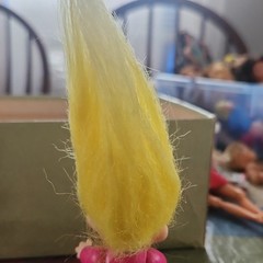 Troll Doll Action Figure Plastic w/ Tall Yellow Hair & Pink Outfit Yellow/Pink