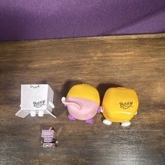 Bonkers Toy Co. LLC Boxy Cat Figurine Set Plastic Metal Yellow White Pink Silver