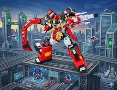 Authentic SAMG Metal Cardbot S BLASTRAIN & FLAMENOVA Transforming Robot Car Set