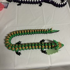 3D Printed Full Articulated Dragon Green Gold Fidget Toys Home Office Decor 24 “