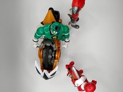 Power Rangers Lot of Three with Bike Red Green Yellow Bike