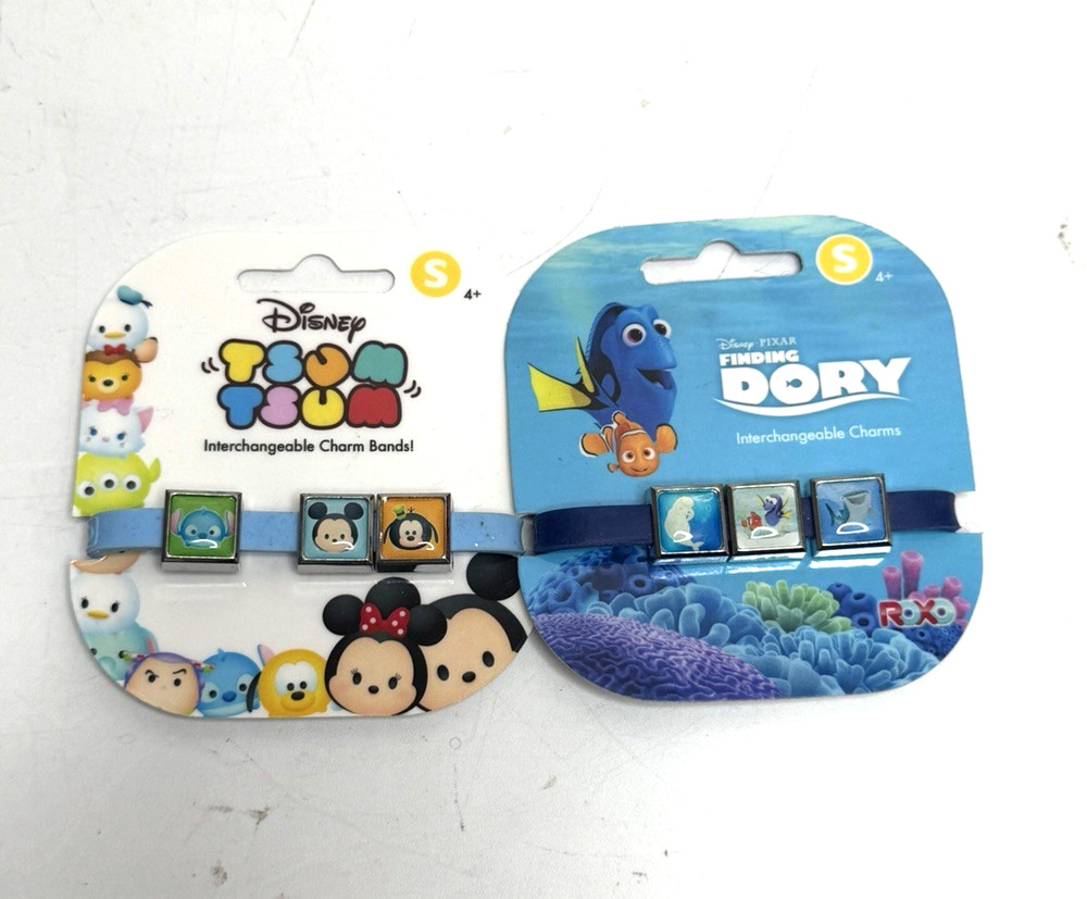 Disney Finding Dory + Mickey and Minnie Interchangeable Charm Bracelet 2Pc – New