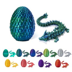 3D Printed Dragon Egg Crystal Full Articulated Dragon Fidget Toys Dragon in Egg