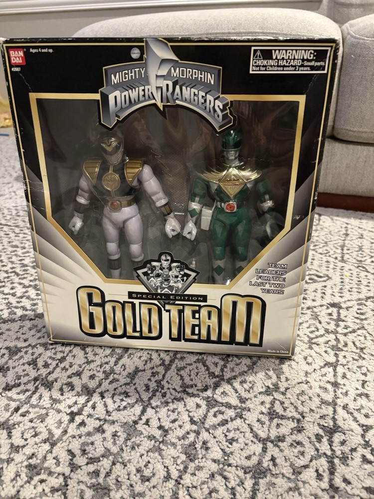 Mighty Morphin Power Rangers 8″ Gold Team Green White Ranger Tommy Bandai SEALED