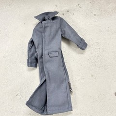 PB-LTC-DGR: 1/12 Dark Grey Wired Trench Coat for 6″ muscular action figure